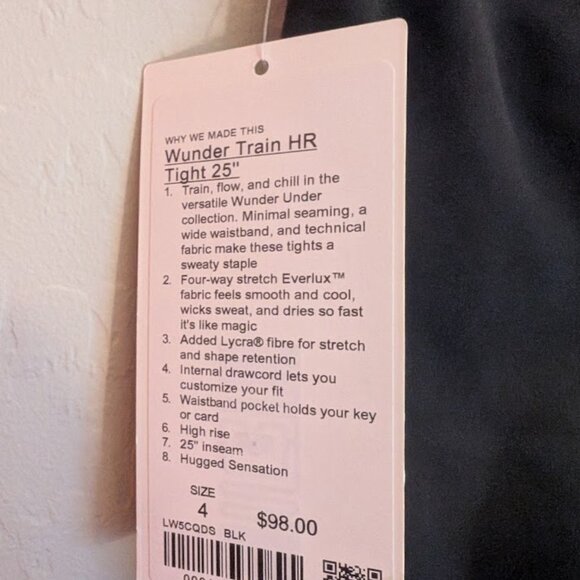 Wunder Train High-Rise Tight 25", Black, Sz 4 NWT - Picture 3 of 4